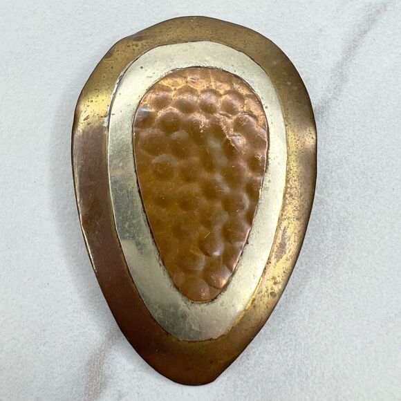 Hammered Metal Teardrop Silver and Gold Tone Pendant - Picture 1 of 8